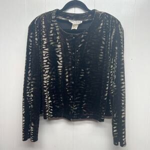 Ronni Nicole II Vintage Tiger Print Button Front Long Sleeve Womens Jacket Sz 22